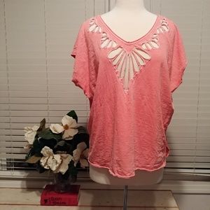 Coral cutout FREE PEOPLE boxy top